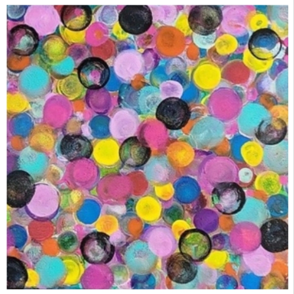 Hand Crafted Abstract Design 12x12 Inches Canvas Painting - Picture 4 of 4